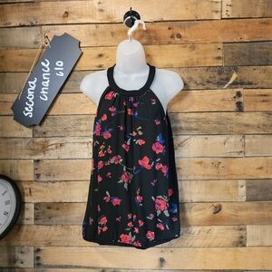 Express Women's Swing Bridge Neckline Black floral top Size M